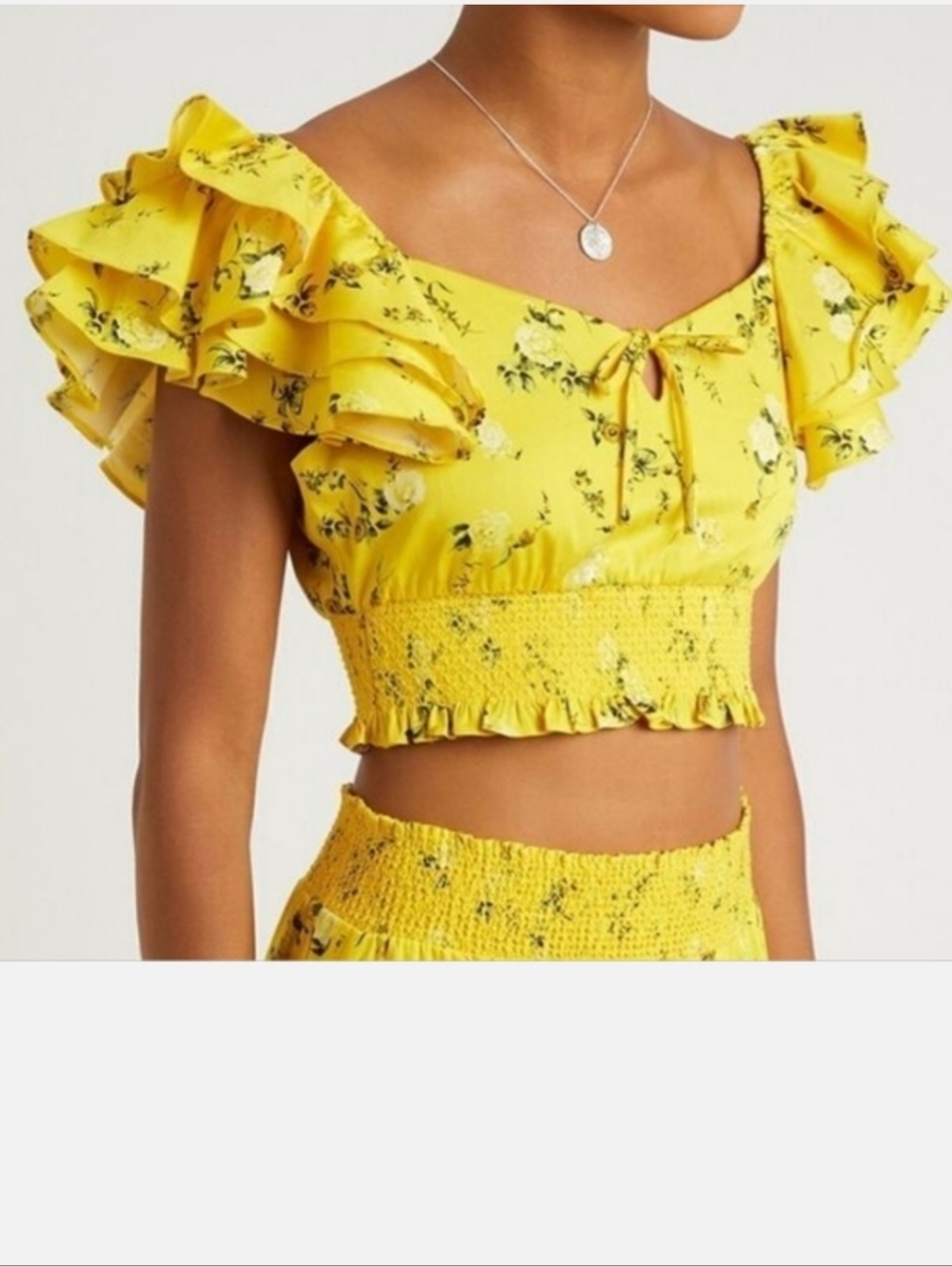 Alice and Olivia Shanae Floral Print Ruffle Sleeve Crop Top‎ Size Small Fairy